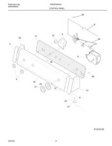 Control Panel Diagram and Parts List for KWS839ZAS1  Frigidaire Washer