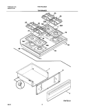 TOP / DRAWER Diagram and Parts List for FGF376CXBSA  Frigidaire Range