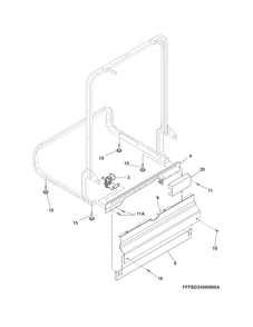 Frame Diagram and Parts List for FFBD2406NB6A  Frigidaire Dishwasher