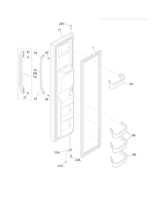 Freezer Door Diagram and Parts List for FFHS2622MB2  Frigidaire Refrigerator