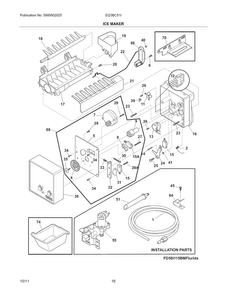 Ice Maker Diagram and Parts List for EI23BC51IB5  Electrolux Refrigerator