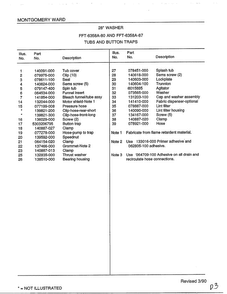 28" Washer/tubs And Button Trap Page 2 Diagram and Parts List for 6358A  Frigidaire Washer