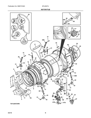 Motor/tub Diagram and Parts List for EFLS527UIW0  Frigidaire Washer