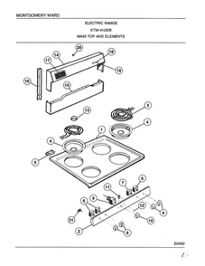 Electric Range/main Top And Elements Diagram and Parts List for 4129B  Frigidaire Range