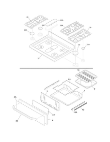 Top/drawer Diagram and Parts List for FFGF3049LSF  Frigidaire Range