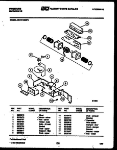 Motor And Fan Stirrer Parts Diagram and Parts List for MVH1190E2  Frigidaire Microwave
