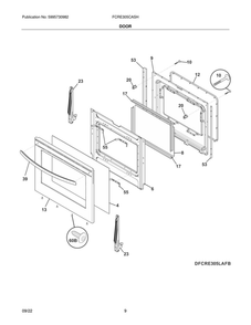Door Diagram and Parts List for FCRE305CASH  Frigidaire Range