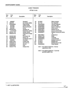 Chest Freezer Page 2 Diagram and Parts List for 80119A  Frigidaire Freezer
