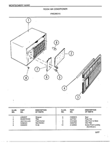 Room Air Conditioner Diagram and Parts List for 5601A  Frigidaire Air Conditioner