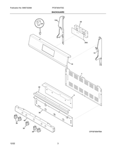 Backguard Diagram and Parts List for FFGF3054TSG  Frigidaire Range