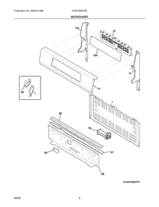 Backguard Diagram and Parts List for CGIF3036TDF  Frigidaire Range