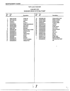 Washer Drive System/pump Page 2 Diagram and Parts List for 6507-87D  Frigidaire Washer