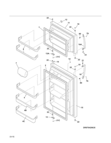 Doors Diagram and Parts List for 25360113411  Kenmore Refrigerator