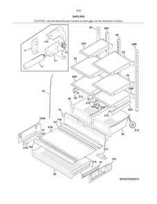 Shelves Diagram and Parts List for 2537034241A  Kenmore Refrigerator