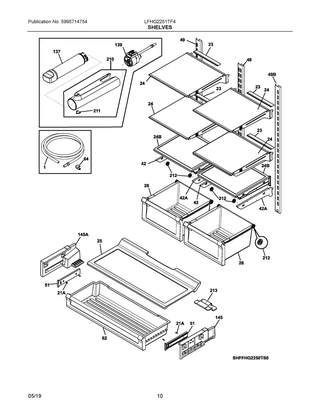 Shelves Diagram and Parts List for LFHG2251TF4  Frigidaire Refrigerator