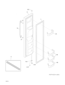 Freezer Door Diagram and Parts List for FFHS2311LBKA  Frigidaire Refrigerator