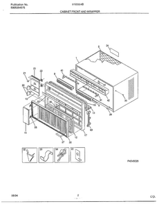 Cabinet Front And Wrapper Diagram and Parts List for 5193004B  Frigidaire Air Conditioner