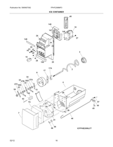 Ice Container Diagram and Parts List for FPHF2399MF3  Frigidaire Refrigerator