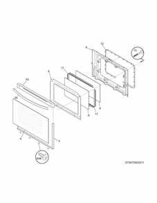 Door Diagram and Parts List for 79070502010  Kenmore Range