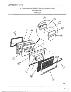 Oven Door Diagram and Parts List for 4891A  Frigidaire Range