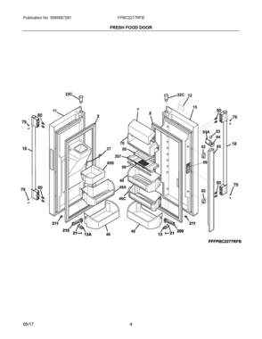 03 - FRESH FOOD DOOR Diagram and Parts List for FPBC2277RFB  Frigidaire Refrigerator