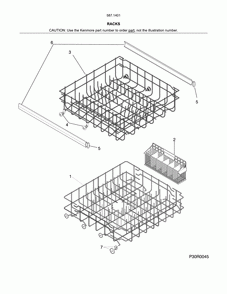 Racks Diagram and Parts List for 58714012416B  Kenmore Dishwasher