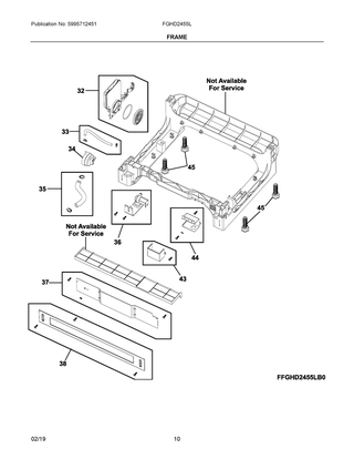Frame Diagram and Parts List for FGHD2455LB1A  Frigidaire Refrigerator