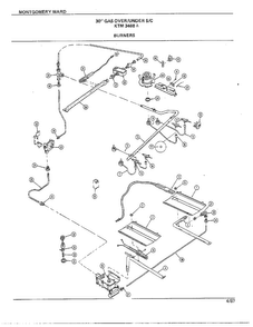 30" Gas Over/under Burners Diagram and Parts List for 3468A  Frigidaire Range