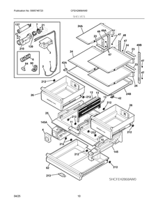 Shelves Diagram and Parts List for CFEH2868AW0  Frigidaire Refrigerator