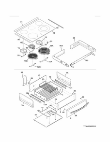 Top/drawer Diagram and Parts List for 79042543312  Kenmore Range
