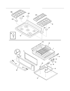 Top/drawer Diagram and Parts List for EI30GF55GSJ  Electrolux Range