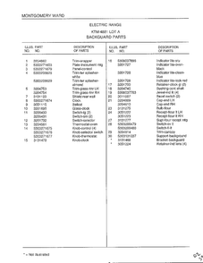 Backguard Parts Page 2 Diagram and Parts List for 4881  Frigidaire Range