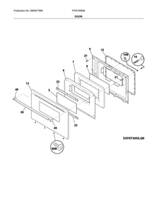 Door Diagram and Parts List for FFEF3005MQF  Frigidaire Range