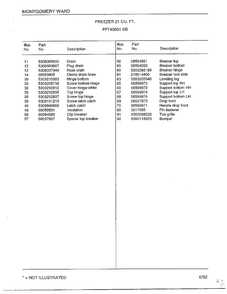Freezer 21 Cubic Feet Page 4 Diagram and Parts List for 49651-0B  Frigidaire Freezer