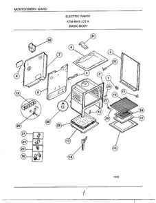 Basic Body Diagram and Parts List for 4843A  Frigidaire Range