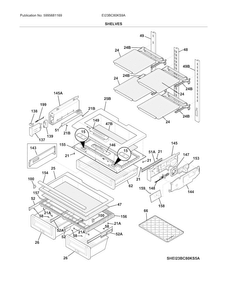 Shelves Diagram and Parts List for EI23BC80KS9A  Electrolux Refrigerator