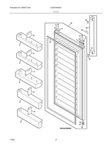 Door Diagram and Parts List for EI33AF80WS7  Frigidaire Freezer