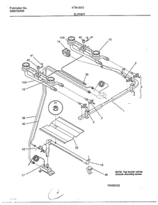 Burner Diagram and Parts List for 2803-80B  Frigidaire Range