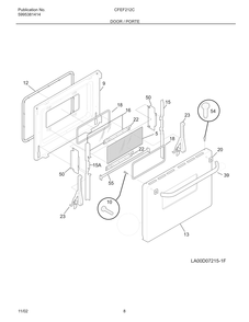 Door / Porte Diagram and Parts List for CFEF212CS1  Frigidaire Range