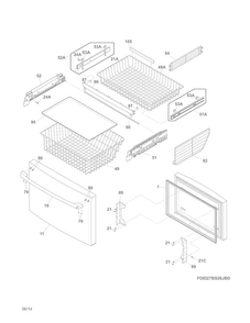 Freezer Drawer, Baskets Diagram and Parts List for EI27BS26JWD  Electrolux Refrigerator