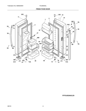 05 - FRESH FOOD DOORS Diagram and Parts List for FGUB2642LF9  Frigidaire Refrigerator