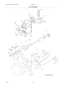 Ice Container Diagram and Parts List for FGHB2869LP7  Frigidaire Refrigerator