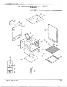 30" Floor/basic Body Diagram and Parts List for 2447A  Frigidaire Range