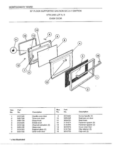 30"/oven Door Diagram and Parts List for 2450C  Frigidaire Range