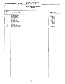Room Air Conditioner Page 10 Diagram and Parts List for 5127A  Frigidaire Air Conditioner