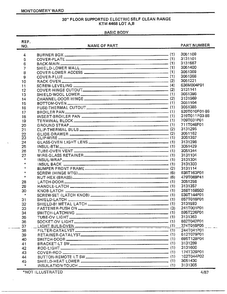 30" Floor Supported Elec Basic Body Page 2 Diagram and Parts List for 4468B  Frigidaire Range
