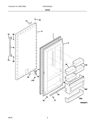 Door Diagram and Parts List for EI32AF80QSD  Frigidaire Freezer