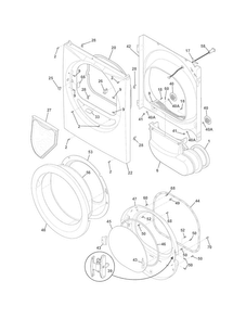 Front Panel/lint Filter Diagram and Parts List for CASE7074NA2  Frigidaire Dryer