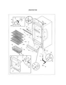 Cabinet Diagram and Parts List for 25321021104  Kenmore Freezer