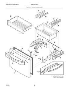 Freezer Drawers, Basket Diagram and Parts List for FRFG1813AV  Frigidaire Refrigerator